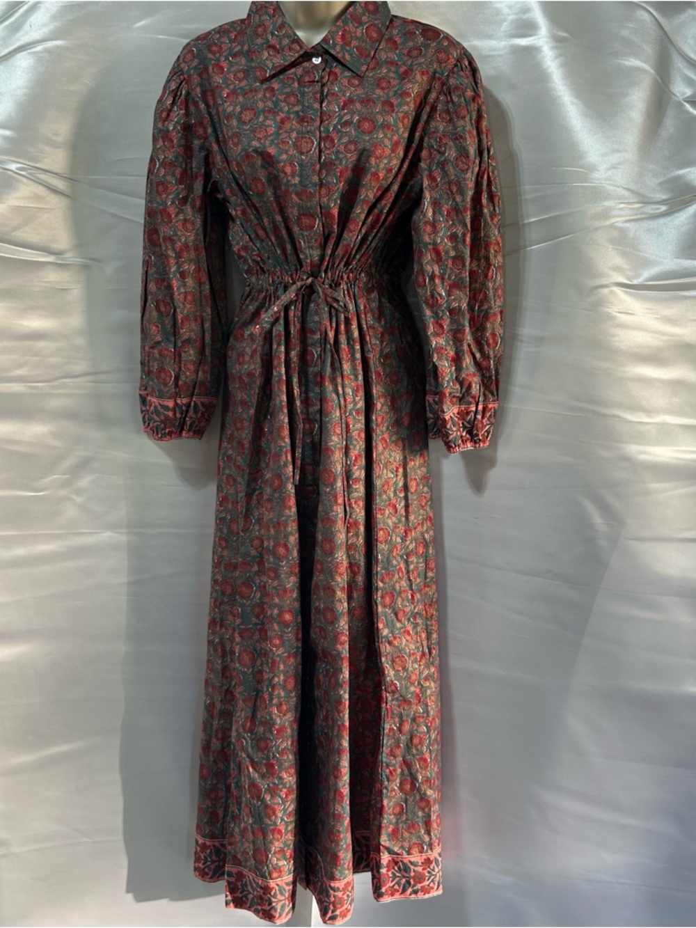 Victoria Dunn Cottagecore Prairie Boho 
Floral Cotton Maxi Dress | Size Large